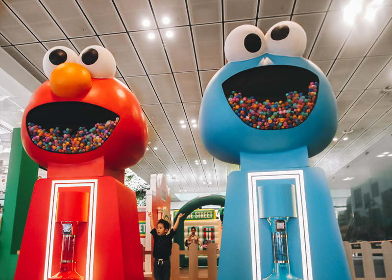 Gachapon machines at the Sesame Street inflatable playground
